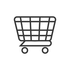 Minimalist Line Art Shopping Cart Icon: E-commerce Symbol
