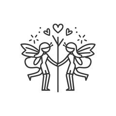 minimalist fairies line art icon logo symbol