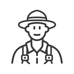 minimalist farmer line art icon logo symbol