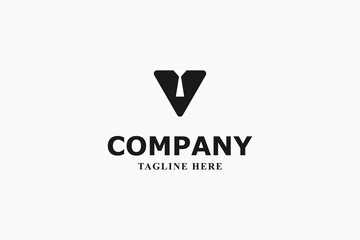 letter v worker silhouette modern logo
