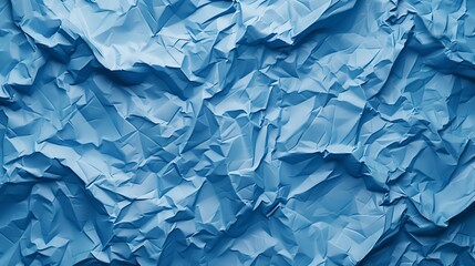 Fototapeta premium Realistic crumpled paper texture in blue tones. 3D rendering with copy space. 