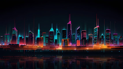 Fototapeta premium abstract background that represents the echoing waves of sound and energy in an urban environment with neon colors to depict the city's pulse theme