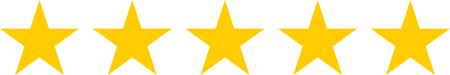 5 yellow stars icon. Five gold stars vector sign