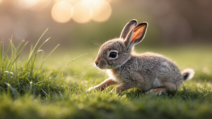 Fototapeta premium Baby hare in nature.