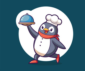 cute chef pinguin vector art
