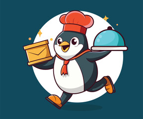 cute chef pinguin vector art