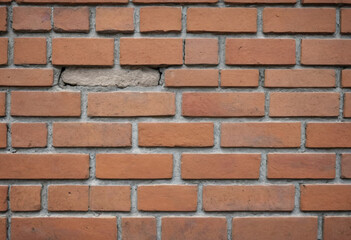 Obraz premium A hyper-realistic close-up of weathered brickwork on a historic building. 