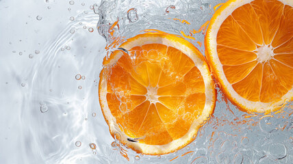 Fresh Orange Slices in Water