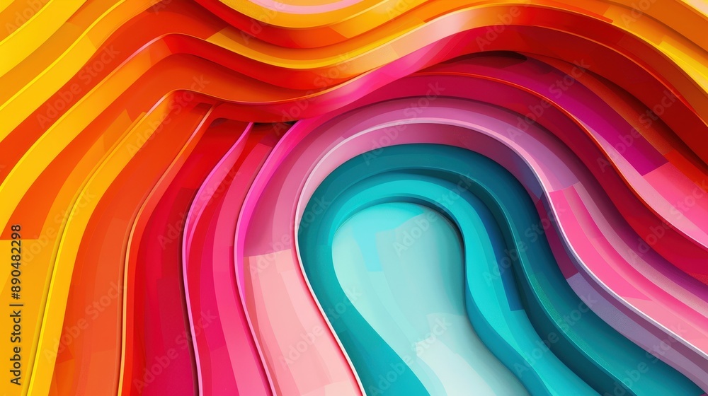 Aufkleber colorful background with colorful waves, colorful shapes and lines. abstract 3d rendering illustrati