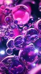 A metaballs and blobs abstract background with a rich purple and magenta theme, showcasing interconnected blobs with glossy surfaces.