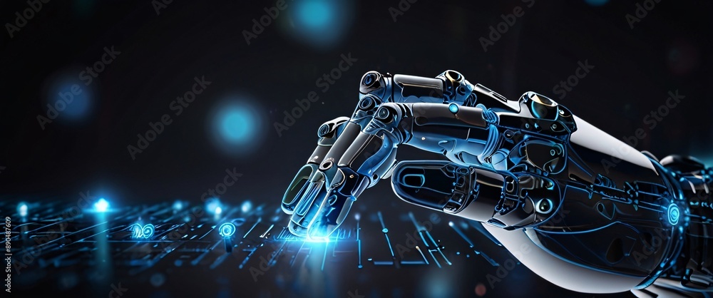 Poster artificial intelligence futuristic innovation robot connection intelligence learning science cyber f