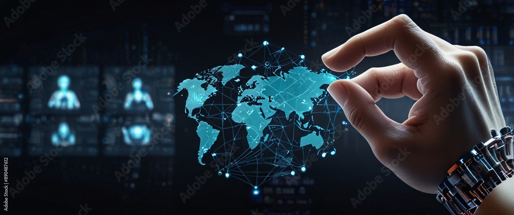 Poster artificial intelligence futuristic innovation robot connection intelligence learning science cyber f