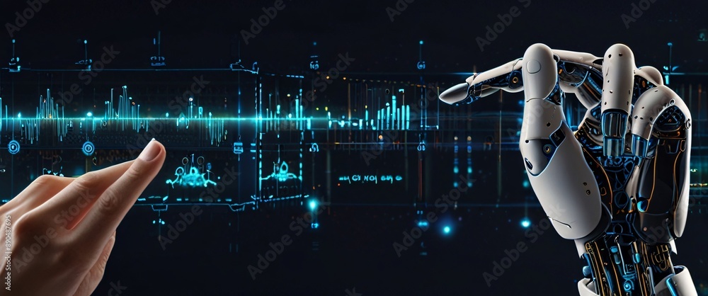 Poster artificial intelligence futuristic innovation robot connection intelligence learning science cyber f