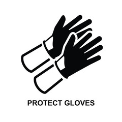 Protect gloves icon. Latex gloves putting on protect hand isolated on background vector illustration.