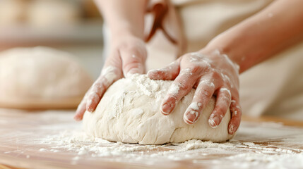 밀가루반죽하는 제빵사