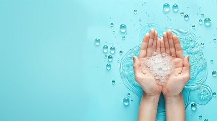 Global Handwashing Day, hand hygiene symbols, ample copy space