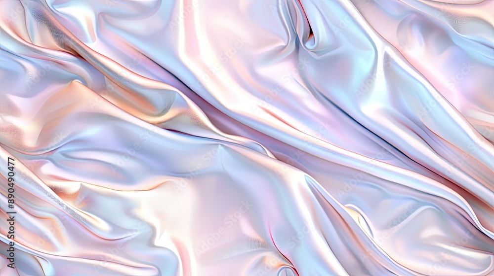 Poster a close-up of abstract paper waves in white, blue, and purple hues, creating a soft and flowing visu