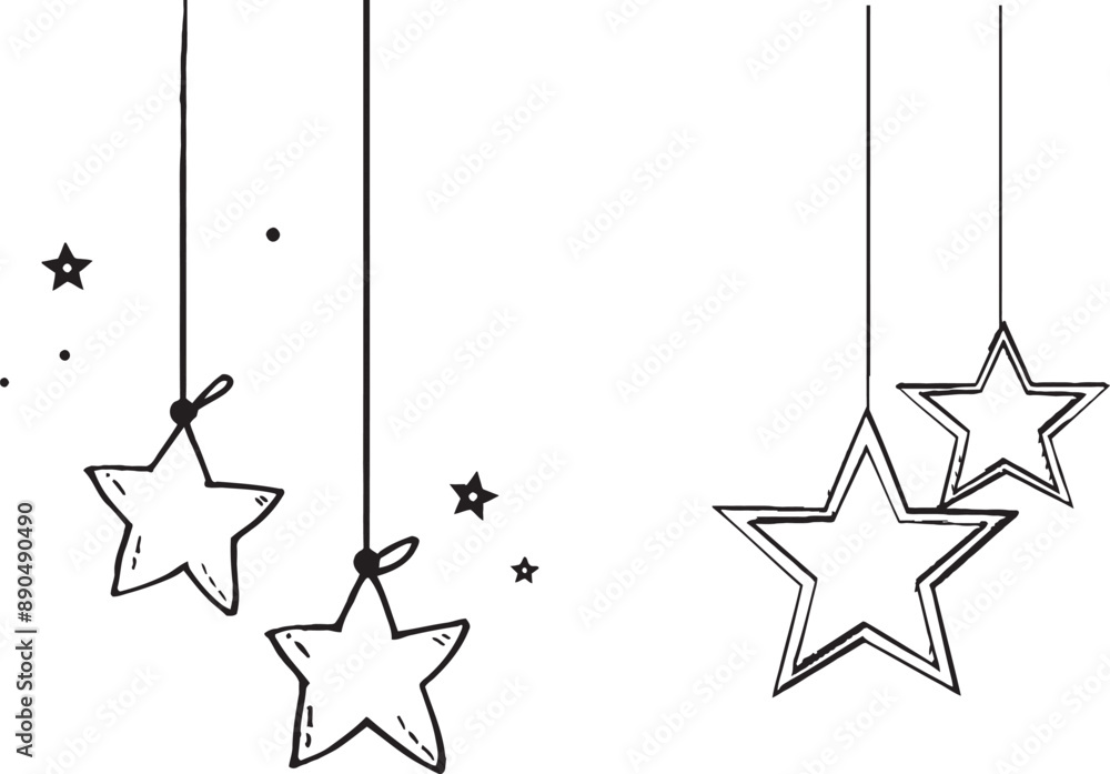 Poster drawing of a star in one line. modern illustration sketched in one line.