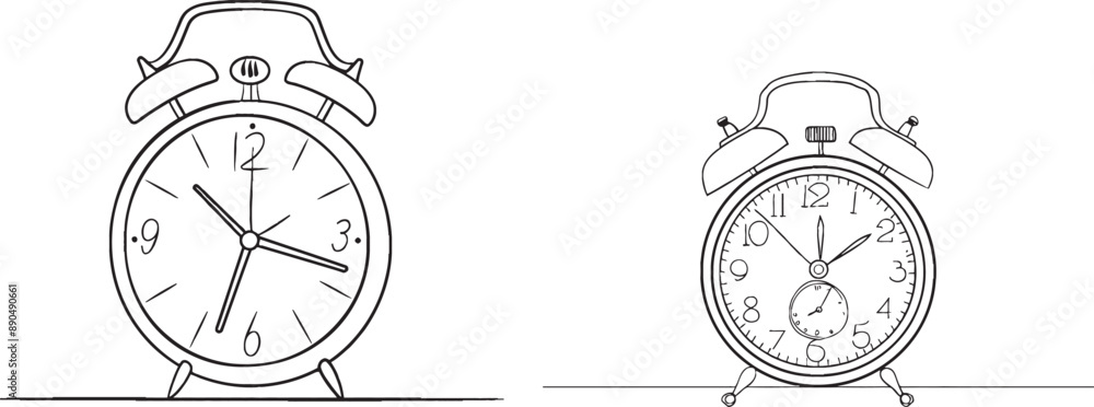Aufkleber single continuous line alarm clock with full length animation.