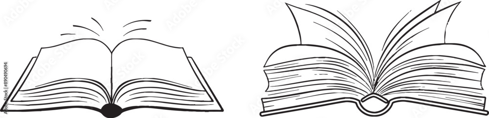 Leinwandbilder doodle modern illustration of an open book with bookmark. education study and knowledge library conc