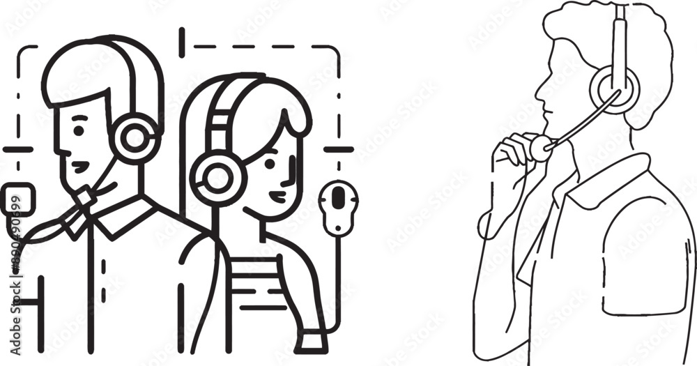 Poster A continuous line with curl. Female Profile Icon. Woman Person silhouette symbol. A single outline ribbon encircled by a loop curve pattern.