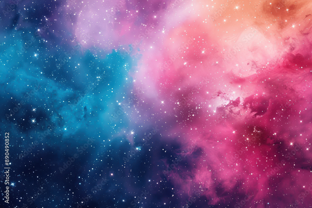 Wall mural a mesmerizing view of a colorful nebula in outer space, featuring vibrant shades of pink, blue, and 