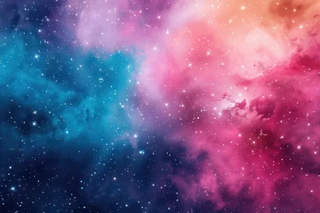A mesmerizing view of a colorful nebula in outer space, featuring vibrant shades of pink, blue, and orange with shimmering stars throughout.