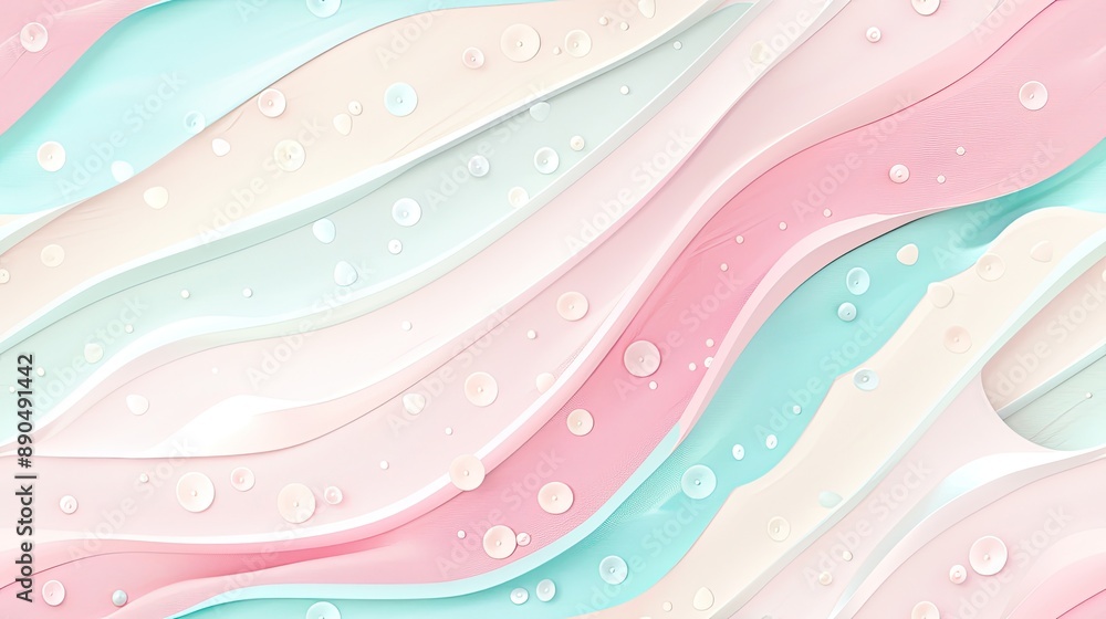 Poster a close-up of abstract paper waves in white, blue, and purple hues, creating a soft and flowing visu
