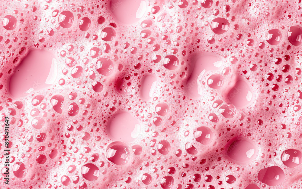 Aufkleber close-up of pink foam bubbles creating a textured pattern, evoking a sense of freshness and cleanlin