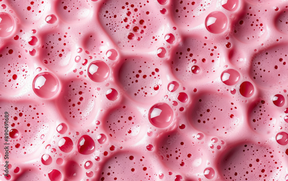 Poster close-up of pink bubbly texture with droplets, creating a vibrant and abstract pattern. perfect for 