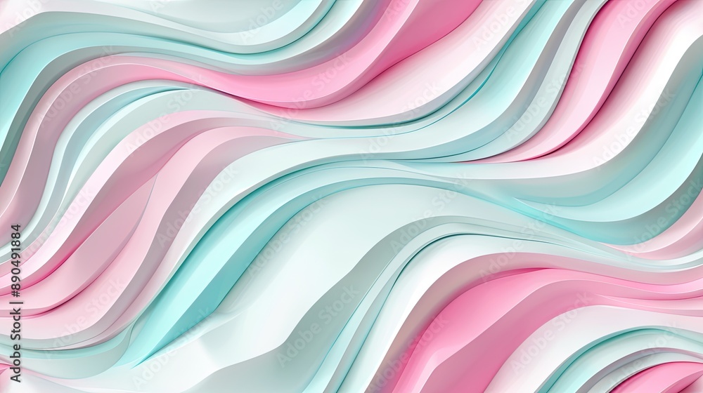 Poster a close-up of abstract paper waves in white, blue, and purple hues, creating a soft and flowing visu