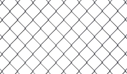 Fototapeta premium Mesh wire fence isolated on white background - 3d illustration