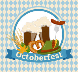 Oktoberfest squared Banner with Pretzels and Beer