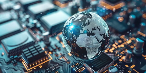 Active world trade, world market. Global electronics market. 