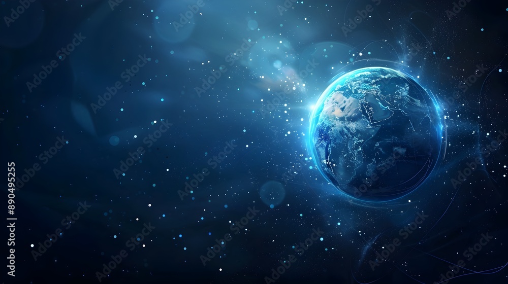 Poster mysterious celestial orb floating in captivating cosmic landscape