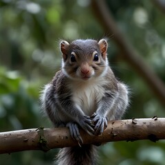 Fototapeta premium 'cute monkey tree capped sitting background squirrel little baby branch black forest family food park tropical calm mother leaf female love nature portrait funny rest young tropics wild holding ... Se
