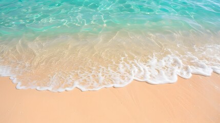 Tranquil Tropical Coastline with Soft Sand and Turquoise Ocean Waves
