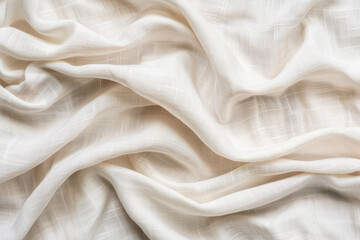 Obraz premium Close-up of soft, white, wrinkled fabric, creating gentle folds and a textured pattern, perfect for backgrounds, textiles, or design inspiration.
