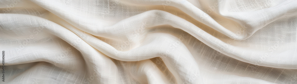 Poster a close-up view of elegant, flowing white fabric with a soft texture. perfect for background use in 