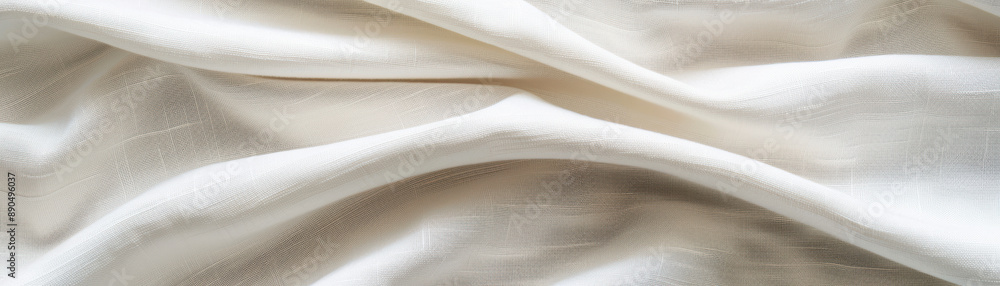 Poster elegant white fabric draping softly, creating a serene and calming texture, perfect for background o
