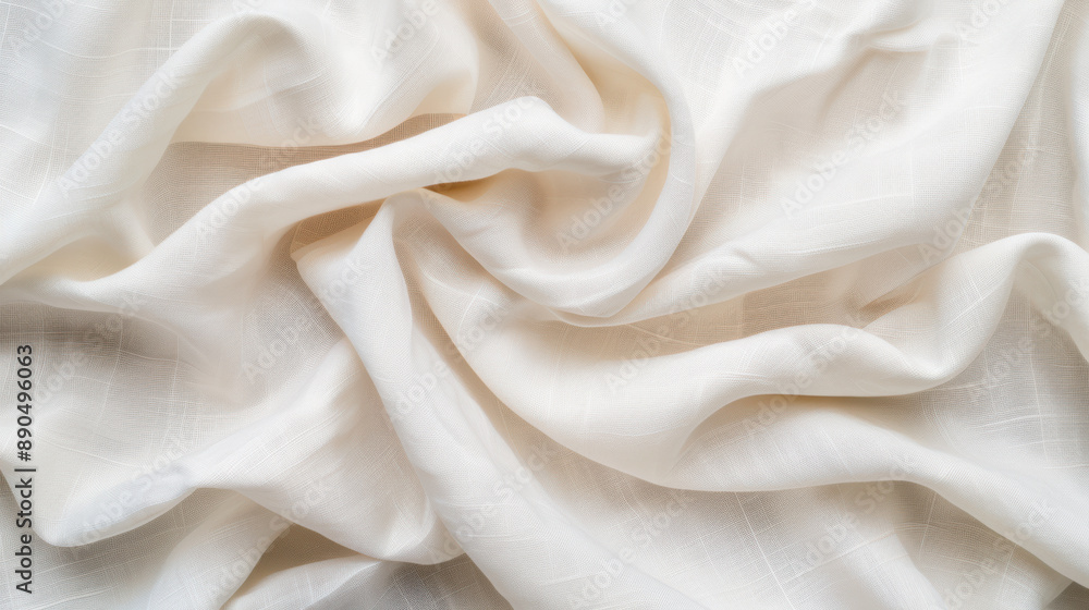 Poster smooth white fabric with soft folds creating an elegant and flowing texture perfect for backgrounds,