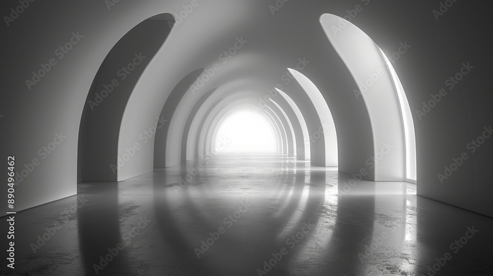 Poster enigmatic tunnel: minimalist design with converging lines and dynamic lighting