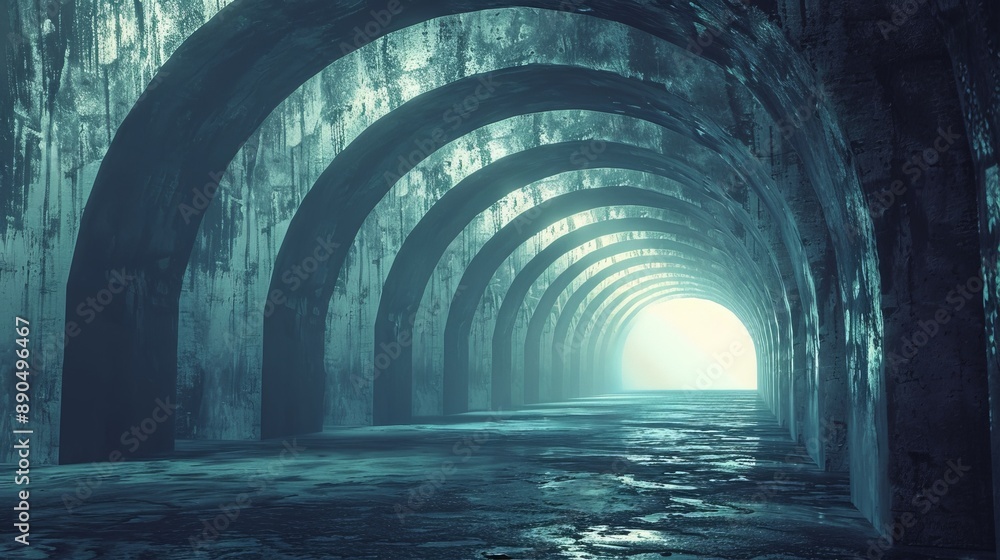 Poster enigmatic convergence - mysterious tunnel with dynamic perspective lines and depth in high-resolutio