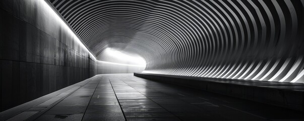 Enigmatic Passage: Mysterious Tunnel with Converging Lines and Dramatic Lighting