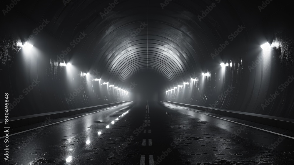 Poster enigmatic tunnel of mystery: abstract high-resolution wallpaper with dynamic lighting and converging