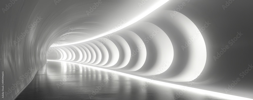 Poster enigmatic tunnel with converging lines: minimalist wallpaper with mysterious atmosphere and dynamic 