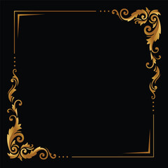 Vintage gold frame on the black background