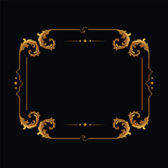Vintage gold frame on the black background