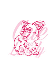 hand drawn dog illustration with text cute and lovely for t-shirt design