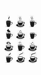 simple illustration of coffee mugs, which are symbols of art Dynamic on a clean white background.